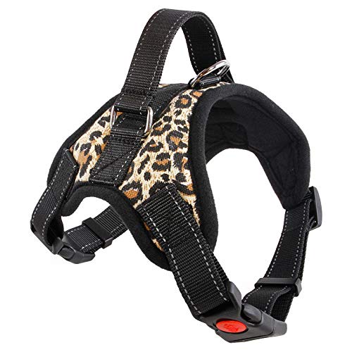 Haustier Hund Geschirr Weste Reflektierende Gürtel Atmungsaktiv Mesh Haustier Hundeleine S / M / L / XL Hundehalsband Zubehör L Leopard von N\X