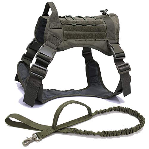 Militärisches taktisches Hundegeschirr, Deutscher Schäferhund, Nylon-Bungee-Hundeleine mit Griff, kleine und große Hunde, Welpen, Größe XL, RGHsandLeash von N\X