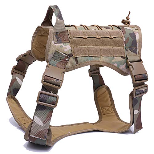 Militärisches taktisches Hundegeschirr Deutscher Schäferhund Haustier Hundeweste mit Griff Nylon Gummiband Hundeleine für kleine große Hunde Welpen L Camouflage von N\X