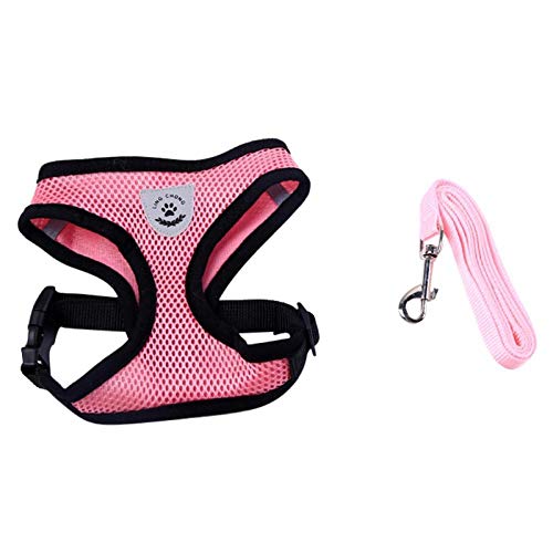 NX Cute Little Nylon Dog Harness Cat Pet Harness Set Chihuahua Bichon Pet Dog Accessories Dog Lead Pet Supplies Pet Dog Collar M Pink von N\X