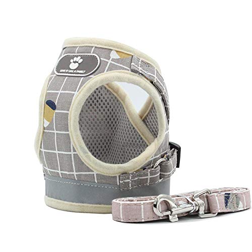 NX Hundegeschirr ohne Ziehen, atmungsaktive Netzweste, verstellbares Hundegeschirr und Leine, Set für Welpen, XS, Khaki, reflektierendes Haustierhalsband von N\X