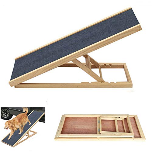 Haustier Rampe Hundeleiter Holz Holz Hunderampe, rutschfeste Teppich Sicherheit Haustiere Leiter Verwendung für Auto, Bett, Sofa und SUV, 100 cm x 40 cm x 30/40/50/60 cm Höhe einstellbar von N / A