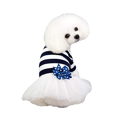 N / A Haustier Hund Katze Kostüm Tutu Outfit Prinzessinnenrock Bowknot Kleid Outfits Faltenrock Hundekleid für Kleine Hunde Prinzessin Kleid Partykleid (Navyblau, L) von N / A