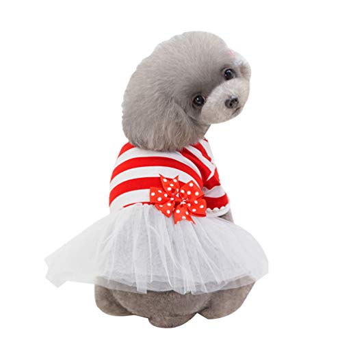 N / A Haustier Hund Katze Kostüm Tutu Outfit Prinzessinnenrock Bowknot Kleid Outfits Faltenrock Hundekleid für Kleine Hunde Prinzessin Kleid Partykleid (Rot, L) von N / A