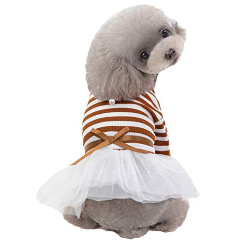 N / A Haustier Hund Katze Kostüm Tutu Outfit Shirt Kleiner Hund Kostüme Prinzessin Bowknot Kleid Kleid Partykleider (Coffee, L) von N / A