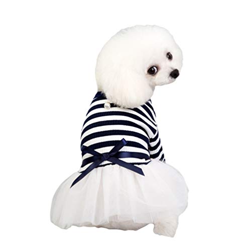 N / A Haustier Hund Katze Kostüm Tutu Outfit Shirt Kleiner Hund Kostüme Prinzessin Bowknot Kleid Kleid Partykleider (Navyblau, M) von N / A