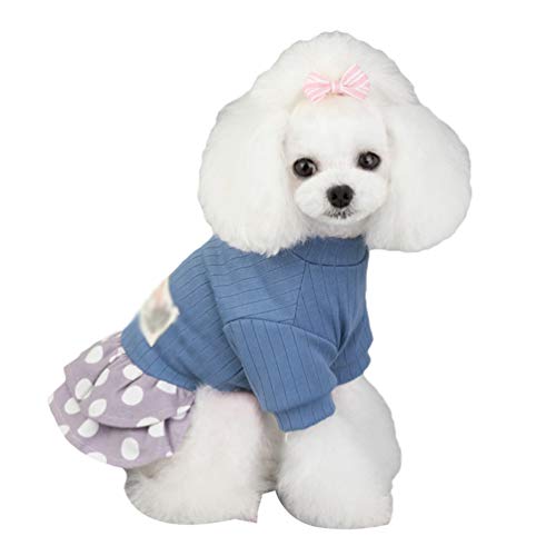 N / A Haustier-Kostüme Hundekleid Weiche Baumwolle, süßer Sommer-Rock für kleine Hunde, Faltenrock Hundekleid für Kleine Hunde Prinzessin Kleid Partykleid (Blau, L) von N / A