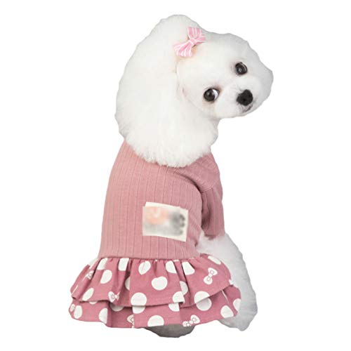 N / A Haustier-Kostüme Hundekleid Weiche Baumwolle, süßer Sommer-Rock für kleine Hunde, Faltenrock Hundekleid für Kleine Hunde Prinzessin Kleid Partykleid (Rosa, L) von N / A