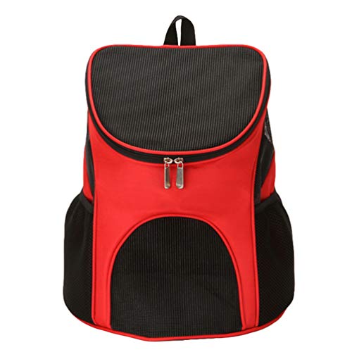 N / A Kleine Hundetasche Katzentrage Reisetasche, Tragbarer Atmungsaktiver Haustierträger Rucksack für Den Außenbereich (Rot, One Size) von N / A