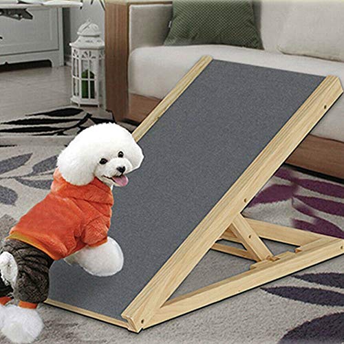 N / A Pet Ramp Massivholz Hunderampe Auto Hundeleiter Höhe Höhenverstellbar mit Rutschfester Sicherheitsteppich Haustierleiter, Verwendung für Auto, Bett, Sofa und SUV, (70 cm x 35 cm x 30/40 cm) von N / A