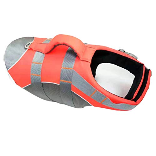 N / A Schwimmweste für Hunde Float Coat Wassersport Schwimmhilfe Rettungswesten mit Rettungsgriff - Orange, L von N / A