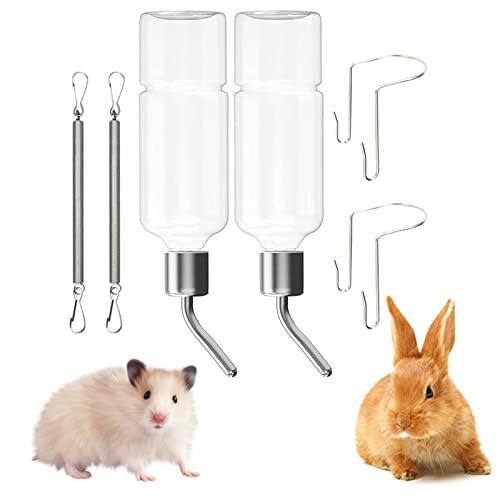 2 Stück Hängende Automatischer Haustiere Wasserflaschen, 180ML Hamster Trinken Waterers, Keine Tropf, Haustier Wasserflasche, für, Kaninchen, Papageien, K3196L, Black, one Size von cutefly