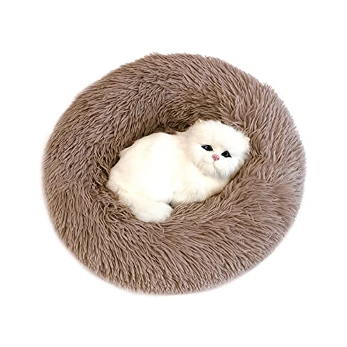 Haustier-Hundebett, flauschig und weich, Plüsch, Donut-Umarmung, rund, Hundehütte, waschbar, für den Winter, warmes Sofa, 80 cm, 18 kg, Khaki von N-X