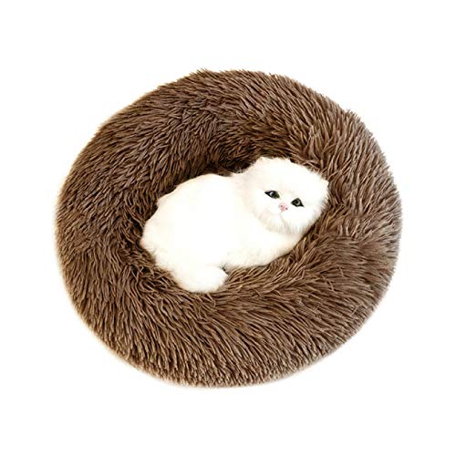 Haustierbett super weich Hundebett Zwinger Rund Katze Winter Warm Schlafzimmer Plüsch Welpe Teppich Pad Waschbar Katzenzubehör 70CM15KG Dunkelbraun von N-X