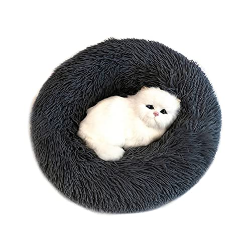 Hundebett aus flauschigem und weichem Plüsch, Donut-Umarmungen, rund, superweich, waschbar, für Hunde und Katzen, für den Winter, warmes Sofa, 100 cm, 22 kg, Dunkelgrau von N-X