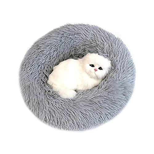 Hundebett aus flauschigem und weichem Plüsch, Donut-Umarmungen, rund, superweich, waschbar, für Hunde und Katzen, für den Winter, warmes Sofa, 100 cm, 22 kg, Schlaf, hellgrau von N-X