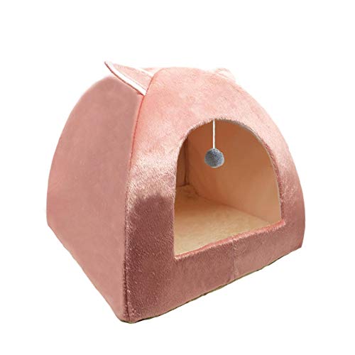 Katzenbett Winter Tiefschlaf Komfort Katzenkissen Produkt Weich Kissen Korb Haustier Zelt Bequem Höhle Bett Indoor L-fitfor4-5kg Pet DarkPink von N-X