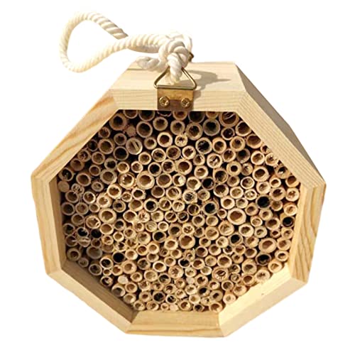 N-X Mason Bee House – Handgefertigter, natürlicher Bienenstock aus Holz, beschichtet mit Wac für Wasserdichtigkeit und lange Lebensdauer, zieht friedliche Bienenbestäuber an, um die Produktivität von N-X