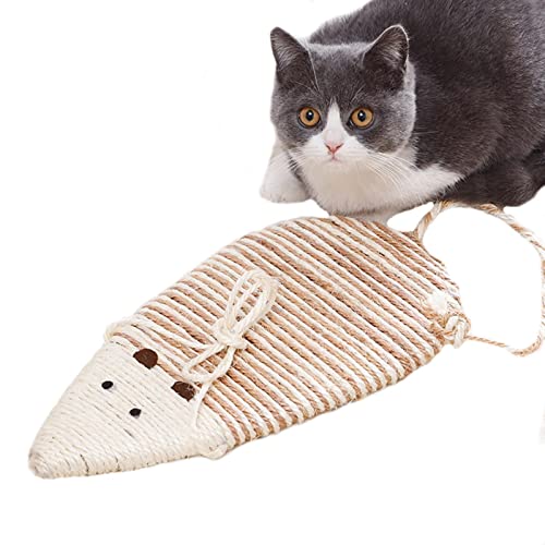 N-X Maus-förmige Sisal-Katzenkratzmatte – klassischer Haustier-Katzenkratzer, 35 cm lang Katzenspielzeug Fisch, Sisal-Katzenkratzbrett, Katzenkratz-Teppichschutz von N-X