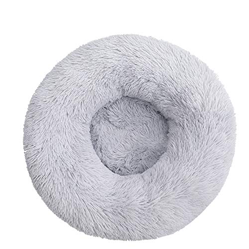 Plüsch Haustierbett Katze Super Weich Hundebett Zwinger Hund Rund Winter Warm Schlaf Welpe Kissen Pad Tragbare Katze Supplies 100cm Hellgrau von N-X