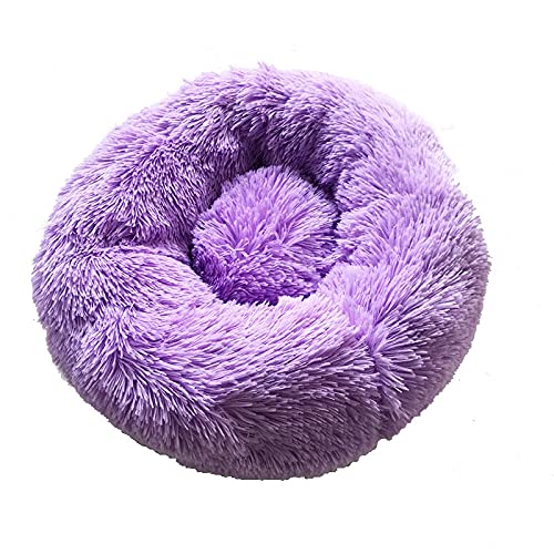 Plüsch-Haustierbett für Katzen, superweiches Hundebett, Hundehütte, Laufrad, warm, Schlafkissen, tragbar, 60 cm, Violett von N-X