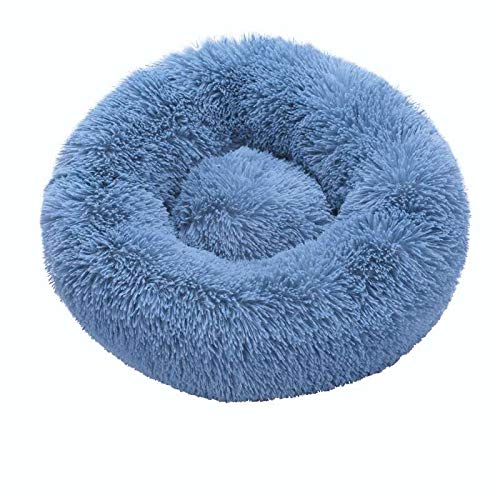 Rundes Katzenbett Haus Weich Plüsch Beste Haustier Hundebett für Hundekorb Haustierbedarf Kissen Katzenbett Katzenkissen Tier Schlafsofa 40cm Blau von N-X