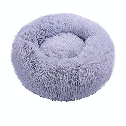 Rundes Katzenbett Haus Weich Plüsch Beste Haustier Hundebett für Hundekorb Haustierbedarf Kissen Katzenbett Katzenkissen Tier Schlafsofa 50cm Hellgrau von N-X