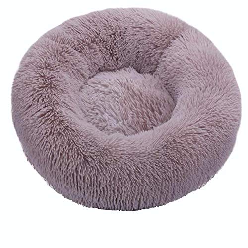 Rundes Katzenbett aus weichem Plüsch, bestes Haustierbett für Hundekorb, Haustierbedarf, Kissen, Katzenbett, Katzenkissen, Tierschlafsofa, 80 cm, Lightcoffee von N-X