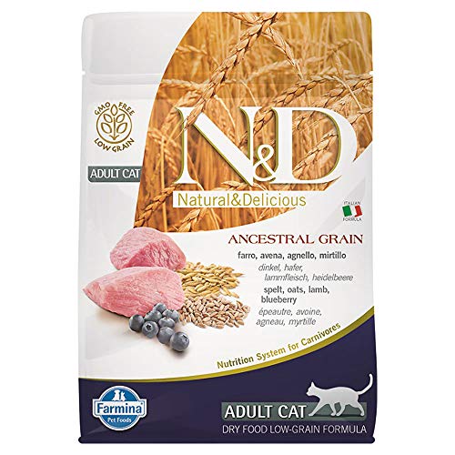 Farmina N&D ANCESTRAL Grain Pellets Katzenfutter (Trockenfutter, mit Vitaminen und natürlichen Antioxidantien, ohne Mais, Zutaten: Lammfleisch, Dinkel, Hafer und Heidelbeeren, Portionsgröße: 300 g) von N&D(ナチュラル&デリシャス)