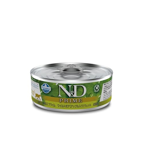 Farmina N&D Prime Pastete Katzenfutter(Nassfutter, mit hochwertigen Vitaminen und natürliche Antioxidantien, ohne Mais, Zutaten: Wildschwein und Apfel, Portionsgröße: 70 g) von N&D(ナチュラル&デリシャス)