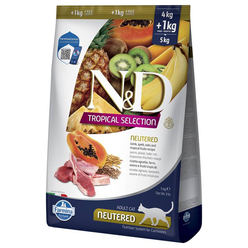 N&D Cat Tropical Selection Neutered mit Lamm - 5 kg (4 + 1 kg) von N&D Cat Tropical