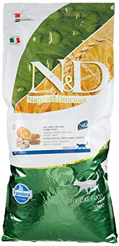 Farmina N&D Ocean Adult Pellets Katzenfutter(Trockenfutter, mit hochwertigen Vitaminen und natürliche Antioxidantien, ohne Mais, Zutaten: Kabeljau, Dinkel, Hafer und Orange, Portionsgröße: 10 kg) von N&D