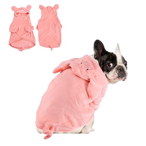 NACOCO Halloween-Schweine-Hundekostüm, Haustier-Weihnachts-/Neujahrs-Kapuzenpullover, warmer Partymantel, Outfit für kleine und mittelgroße Katzen und Hunde, Kleidung (M) von NACOCO