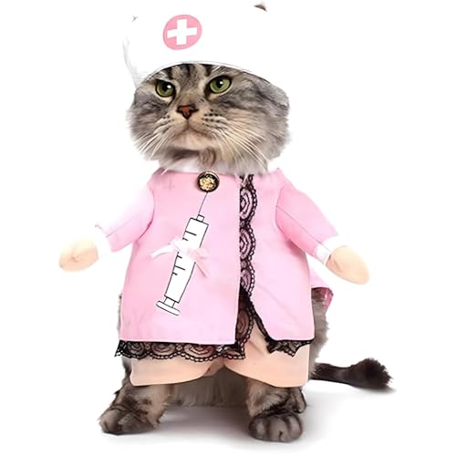NACOCO Krankenschwester-Kostüm für Hunde und Katzen, Krankenschwesterkleidung, Halloween, Jeans, Outfit (Krankenschwester, L) von NACOCO
