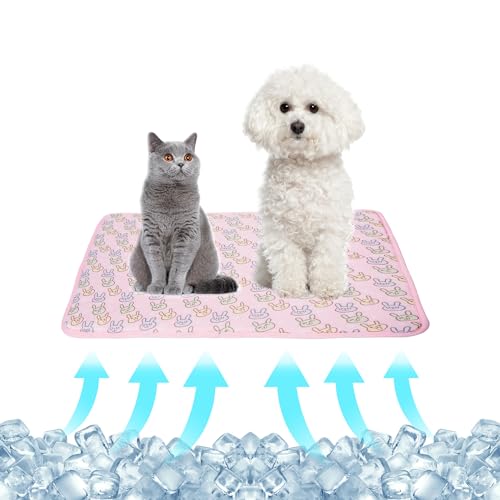 NACOCO Pet Cooling Mat Cat Dog Cushion Pad Summer Cool Down Comfortable Soft for Pets and Adults (S, Pink) von NACOCO