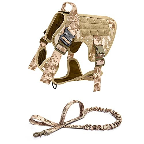 Hundeleine zum Trainieren Taktisches Hundegeschirr und Leine Set Metallschnalle Große Hundeweste Haustiergeschirr Hundeleine(DDC Harness Leash,L) von NADCFN