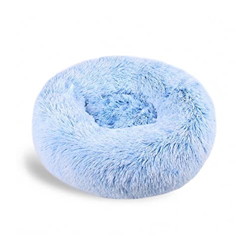 NADCFN Katzenbett Doppelfarbiges, rundes Haustierbett, Langer, Flauschiger, waschbarer Zwinger Kelvet, Katzenhaus, Chihuahua-Hundekorb Hundematte(Blue,Diameter 40CM) von NADCFN