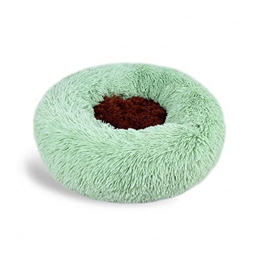 NADCFN Katzenbett Doppelfarbiges, rundes Haustierbett, Langer, Flauschiger, waschbarer Zwinger Kelvet, Katzenhaus, Chihuahua-Hundekorb Hundematte(Green,Diameter 40CM) von NADCFN