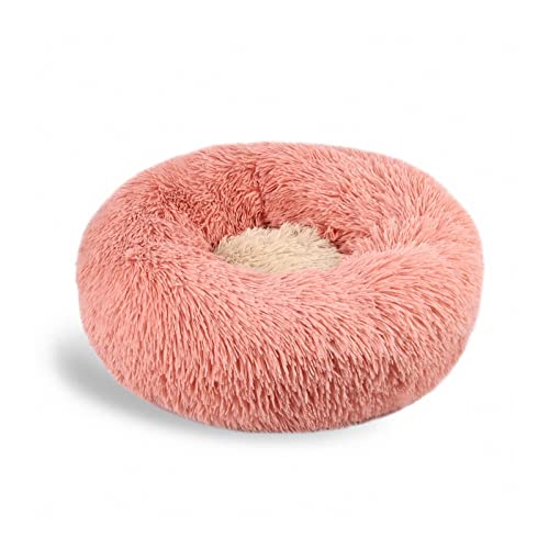 NADCFN Katzenbett Doppelfarbiges, rundes Haustierbett, Langer, Flauschiger, waschbarer Zwinger Kelvet, Katzenhaus, Chihuahua-Hundekorb Hundematte(Pink,Diameter 40CM) von NADCFN