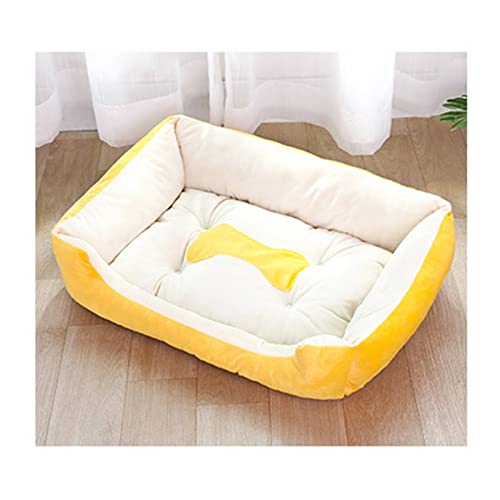 NADCFN Katzenbett Haustierbett Warme Katzen- und Hundematratzen Rechteckiges Hundebett Schlafsack Weicher waschbarer Zwinger Hundematte(Yellow,L(80x60x15) cm) von NADCFN