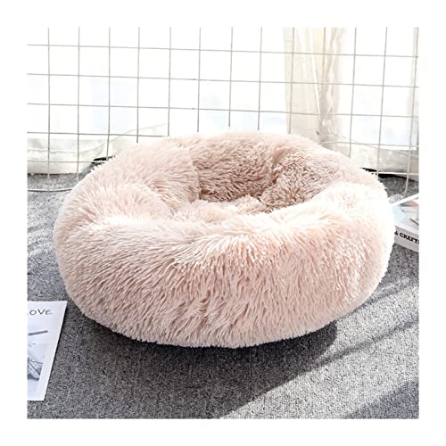 NADCFN Katzenbett Hundebett, beruhigendes Katzenbett, Haustierhütte, weiches, Flauschiges Kissen, Schlafsack, Matte für große Hunde Hundematte(Beige,XXL Diameter 100cm) von NADCFN