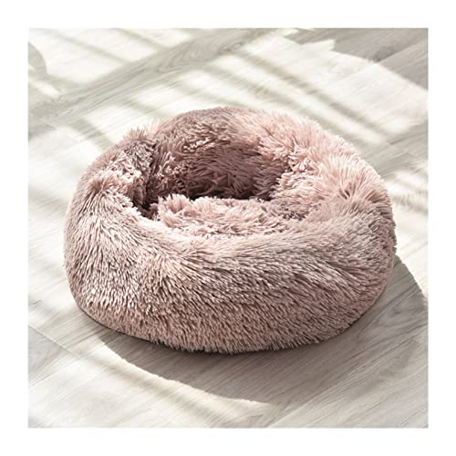 NADCFN Katzenbett Hundebett, beruhigendes Katzenbett, Haustierhütte, weiches, Flauschiges Kissen, Schlafsack, Matte für große Hunde Hundematte(Taupe,L Diameter 70cm) von NADCFN