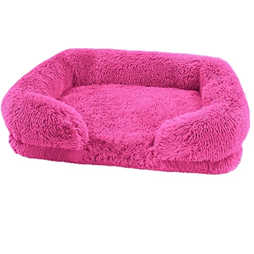 NADCFN Katzenbett Hundebett Plüsch Haustierbett Winter verdicktes Kissen Hunde Schlafbetten und Sofa Hundematte Hundematte(Bright pink,L(75X50X14cm)) von NADCFN