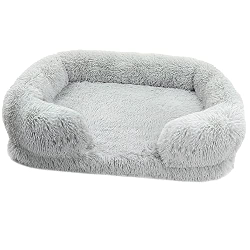 NADCFN Katzenbett Hundebett Plüsch Haustierbett Winter verdicktes Kissen Hunde Schlafbetten und Sofa Hundematte Hundematte(Gray,L(75X50X14cm)) von NADCFN