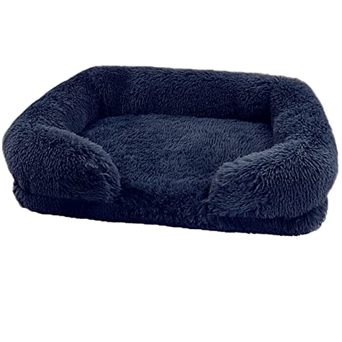 NADCFN Katzenbett Hundebett Plüsch Haustierbett Winter verdicktes Kissen Hunde Schlafbetten und Sofa Hundematte Hundematte(Navy,L(75X50X14cm)) von NADCFN