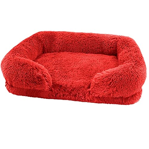 NADCFN Katzenbett Hundebett Plüsch Haustierbett Winter verdicktes Kissen Hunde Schlafbetten und Sofa Hundematte Hundematte(Red,L(75X50X14cm)) von NADCFN