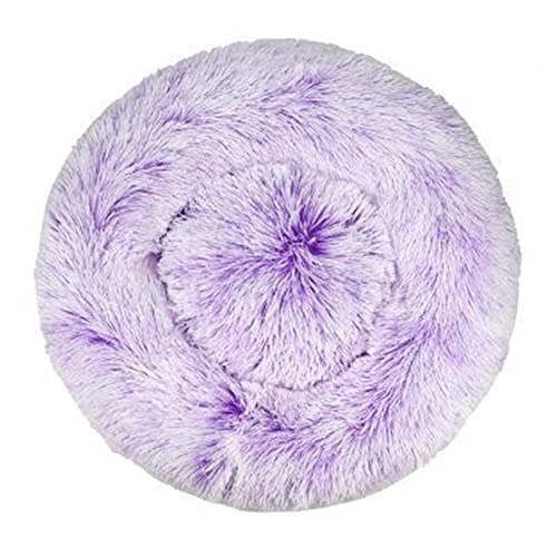 NADCFN Katzenbett Hundebett Zwinger Runde Katze Winter Warmes Hundehaus Schlafsack Langer Plüsch Superweiches Haustierbett Hundematte(Tie dye Purple,40cm) von NADCFN