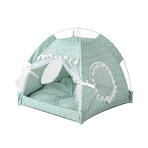 NADCFN Katzenbett Hundebetten Haustierhütte Katzennest Prinzessin Kissen Reisekatzenzelt Hundebett im Freien Hundematte(Cyan,35x35x32CM-S) von NADCFN