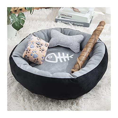 NADCFN Katzenbett Katzenbett mit Fischgräten, rund, kurz, Plüsch, kleine Haustierhausmatte, Chihuahua-Zwinger für Heimtierbedarf Hundematte(4,Inner 20cm 0-1kg) von NADCFN