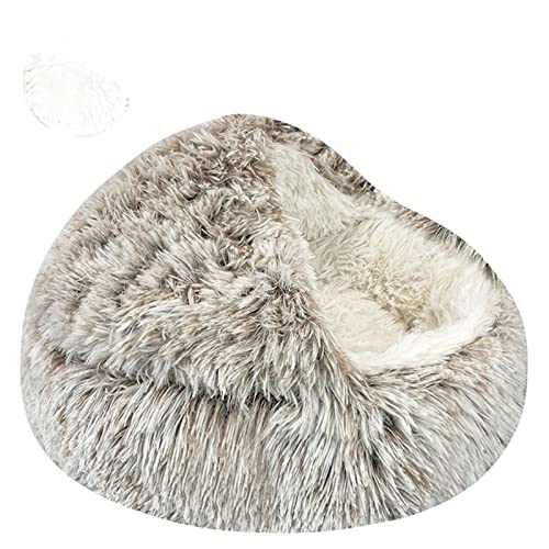 NADCFN Katzenbett Katzenbett rundes Katzenkissen Katzenhaus 2 in 1 Warmer Katzenkorb Katzenschlafsack Katzennest Zwinger Hundematte(Coffee Long Plush,40x40cm) von NADCFN